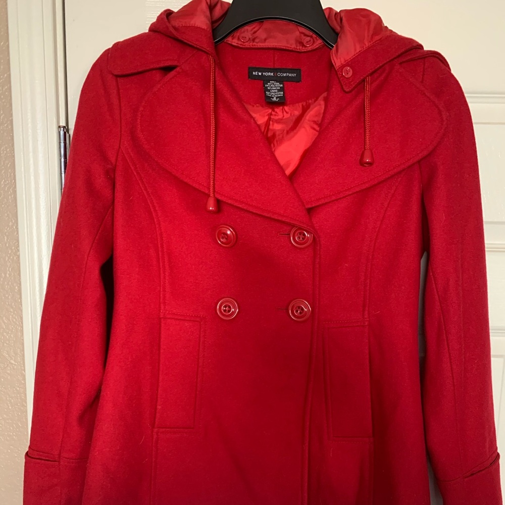 Red Wool Pea Coat